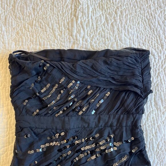 DVF Diane Von Furstenberg GARVIN EMBELLISHED Black Sequin Strapless Dress Size 8 - Picture 6 of 9